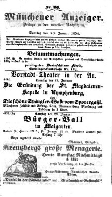 Neueste Nachrichten aus dem Gebiete der Politik (Münchner neueste Nachrichten) Samstag 28. Januar 1854