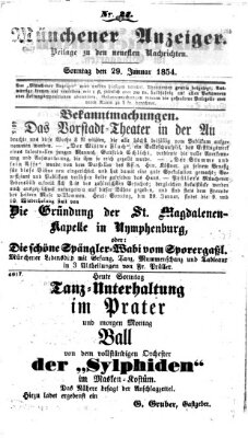 Neueste Nachrichten aus dem Gebiete der Politik (Münchner neueste Nachrichten) Sonntag 29. Januar 1854