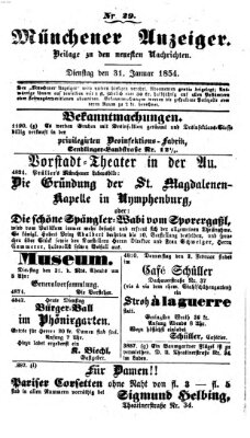 Neueste Nachrichten aus dem Gebiete der Politik (Münchner neueste Nachrichten) Dienstag 31. Januar 1854