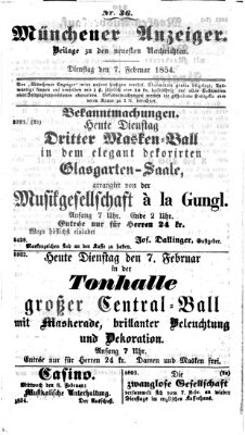 Neueste Nachrichten aus dem Gebiete der Politik (Münchner neueste Nachrichten) Dienstag 7. Februar 1854