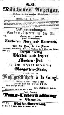 Neueste Nachrichten aus dem Gebiete der Politik (Münchner neueste Nachrichten) Sonntag 12. Februar 1854