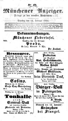 Neueste Nachrichten aus dem Gebiete der Politik (Münchner neueste Nachrichten) Dienstag 14. Februar 1854