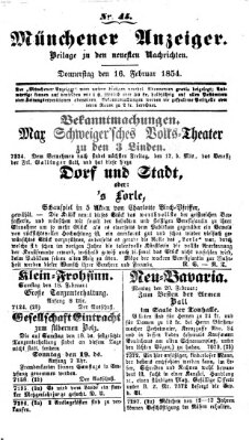 Neueste Nachrichten aus dem Gebiete der Politik (Münchner neueste Nachrichten) Donnerstag 16. Februar 1854