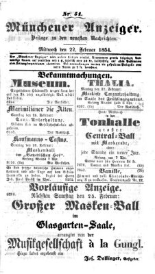 Neueste Nachrichten aus dem Gebiete der Politik (Münchner neueste Nachrichten) Mittwoch 22. Februar 1854