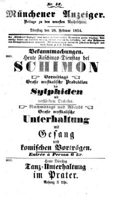 Neueste Nachrichten aus dem Gebiete der Politik (Münchner neueste Nachrichten) Dienstag 28. Februar 1854