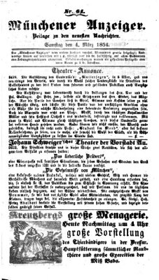 Neueste Nachrichten aus dem Gebiete der Politik (Münchner neueste Nachrichten) Samstag 4. März 1854