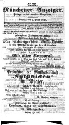 Neueste Nachrichten aus dem Gebiete der Politik (Münchner neueste Nachrichten) Sonntag 5. März 1854