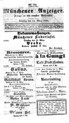 Neueste Nachrichten aus dem Gebiete der Politik (Münchner neueste Nachrichten) Dienstag 14. März 1854