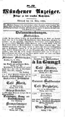 Neueste Nachrichten aus dem Gebiete der Politik (Münchner neueste Nachrichten) Mittwoch 15. März 1854