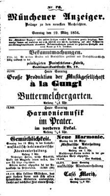 Neueste Nachrichten aus dem Gebiete der Politik (Münchner neueste Nachrichten) Sonntag 19. März 1854