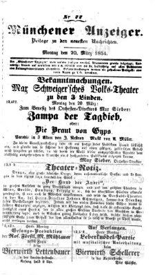 Neueste Nachrichten aus dem Gebiete der Politik (Münchner neueste Nachrichten) Montag 20. März 1854