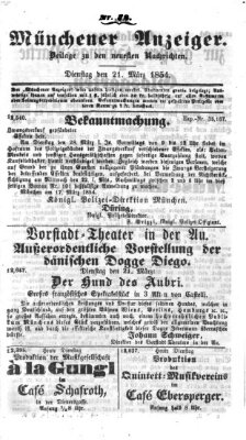 Neueste Nachrichten aus dem Gebiete der Politik (Münchner neueste Nachrichten) Dienstag 21. März 1854