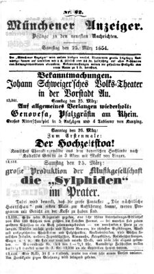 Neueste Nachrichten aus dem Gebiete der Politik (Münchner neueste Nachrichten) Samstag 25. März 1854