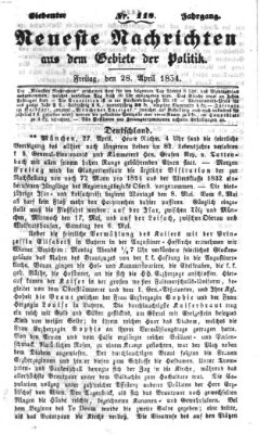 Neueste Nachrichten aus dem Gebiete der Politik (Münchner neueste Nachrichten) Freitag 28. April 1854