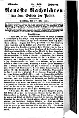 Neueste Nachrichten aus dem Gebiete der Politik (Münchner neueste Nachrichten) Samstag 27. Mai 1854