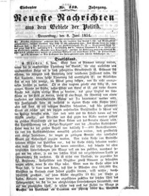 Neueste Nachrichten aus dem Gebiete der Politik (Münchner neueste Nachrichten) Donnerstag 8. Juni 1854