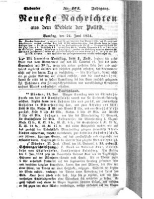 Neueste Nachrichten aus dem Gebiete der Politik (Münchner neueste Nachrichten) Samstag 24. Juni 1854