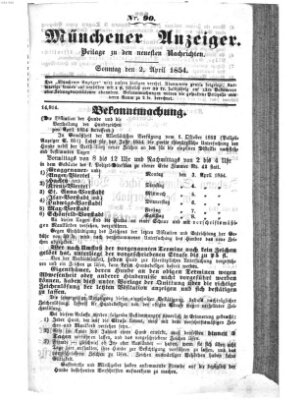 Neueste Nachrichten aus dem Gebiete der Politik (Münchner neueste Nachrichten) Sonntag 2. April 1854