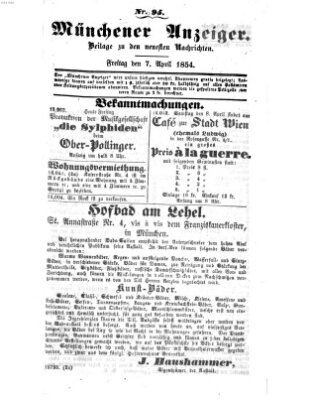 Neueste Nachrichten aus dem Gebiete der Politik (Münchner neueste Nachrichten) Freitag 7. April 1854