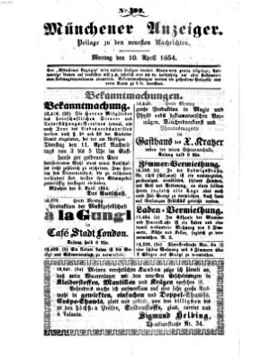 Neueste Nachrichten aus dem Gebiete der Politik (Münchner neueste Nachrichten) Montag 10. April 1854