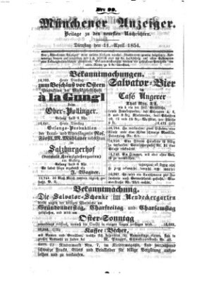 Neueste Nachrichten aus dem Gebiete der Politik (Münchner neueste Nachrichten) Dienstag 11. April 1854