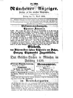 Neueste Nachrichten aus dem Gebiete der Politik (Münchner neueste Nachrichten) Freitag 21. April 1854