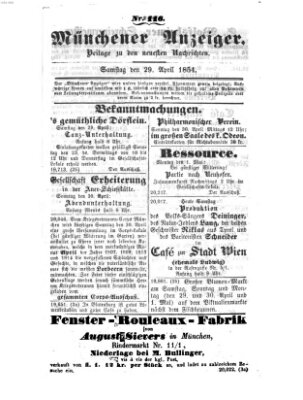 Neueste Nachrichten aus dem Gebiete der Politik (Münchner neueste Nachrichten) Samstag 29. April 1854