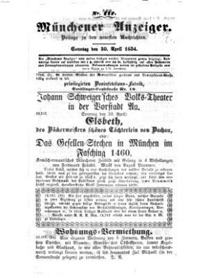Neueste Nachrichten aus dem Gebiete der Politik (Münchner neueste Nachrichten) Sonntag 30. April 1854