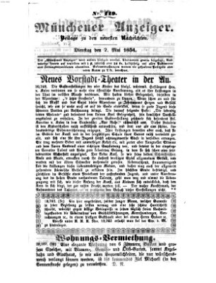 Neueste Nachrichten aus dem Gebiete der Politik (Münchner neueste Nachrichten) Dienstag 2. Mai 1854