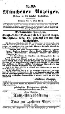 Neueste Nachrichten aus dem Gebiete der Politik (Münchner neueste Nachrichten) Sonntag 7. Mai 1854