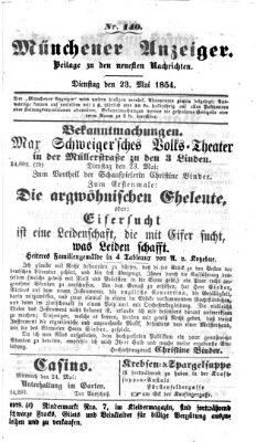 Neueste Nachrichten aus dem Gebiete der Politik (Münchner neueste Nachrichten) Dienstag 23. Mai 1854