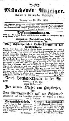 Neueste Nachrichten aus dem Gebiete der Politik (Münchner neueste Nachrichten) Sonntag 28. Mai 1854