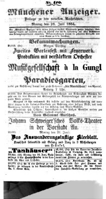 Neueste Nachrichten aus dem Gebiete der Politik (Münchner neueste Nachrichten) Montag 26. Juni 1854