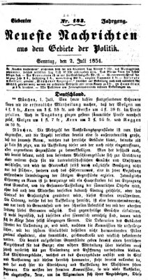 Neueste Nachrichten aus dem Gebiete der Politik (Münchner neueste Nachrichten) Sonntag 2. Juli 1854