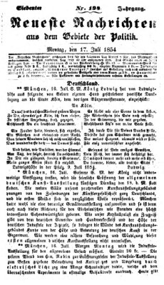 Neueste Nachrichten aus dem Gebiete der Politik (Münchner neueste Nachrichten) Montag 17. Juli 1854