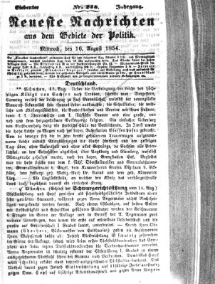 Neueste Nachrichten aus dem Gebiete der Politik (Münchner neueste Nachrichten) Mittwoch 16. August 1854