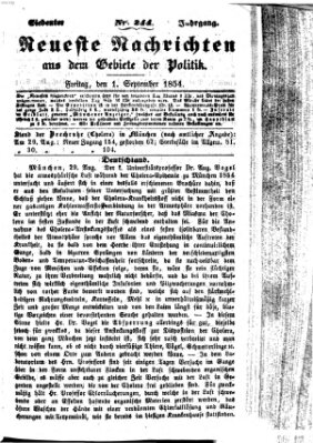 Neueste Nachrichten aus dem Gebiete der Politik (Münchner neueste Nachrichten) Freitag 1. September 1854