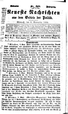 Neueste Nachrichten aus dem Gebiete der Politik (Münchner neueste Nachrichten) Mittwoch 6. September 1854