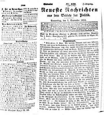 Neueste Nachrichten aus dem Gebiete der Politik (Münchner neueste Nachrichten) Donnerstag 7. September 1854