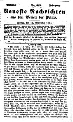 Neueste Nachrichten aus dem Gebiete der Politik (Münchner neueste Nachrichten) Freitag 15. September 1854