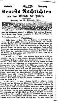 Neueste Nachrichten aus dem Gebiete der Politik (Münchner neueste Nachrichten) Samstag 16. September 1854