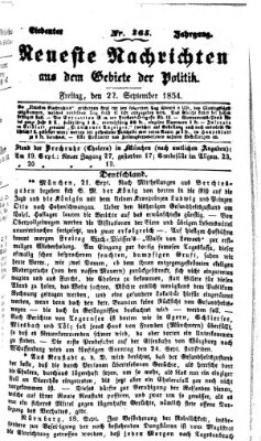 Neueste Nachrichten aus dem Gebiete der Politik (Münchner neueste Nachrichten) Freitag 22. September 1854