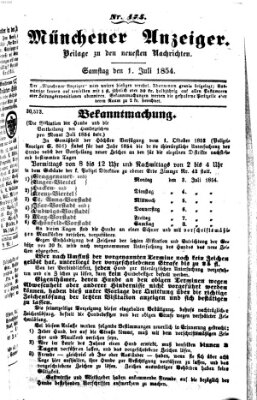 Neueste Nachrichten aus dem Gebiete der Politik (Münchner neueste Nachrichten) Samstag 1. Juli 1854