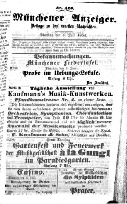 Neueste Nachrichten aus dem Gebiete der Politik (Münchner neueste Nachrichten) Dienstag 4. Juli 1854