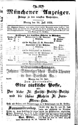 Neueste Nachrichten aus dem Gebiete der Politik (Münchner neueste Nachrichten) Montag 24. Juli 1854