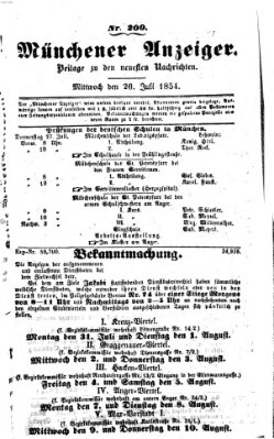 Neueste Nachrichten aus dem Gebiete der Politik (Münchner neueste Nachrichten) Mittwoch 26. Juli 1854