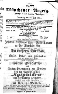 Neueste Nachrichten aus dem Gebiete der Politik (Münchner neueste Nachrichten) Donnerstag 27. Juli 1854