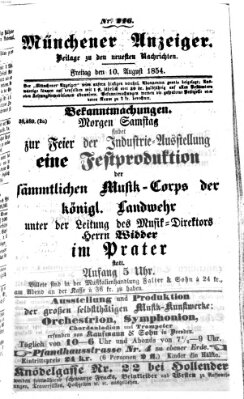 Neueste Nachrichten aus dem Gebiete der Politik (Münchner neueste Nachrichten) Donnerstag 10. August 1854