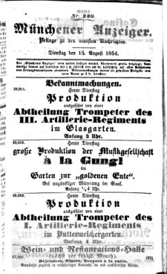 Neueste Nachrichten aus dem Gebiete der Politik (Münchner neueste Nachrichten) Dienstag 15. August 1854