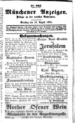 Neueste Nachrichten aus dem Gebiete der Politik (Münchner neueste Nachrichten) Samstag 19. August 1854